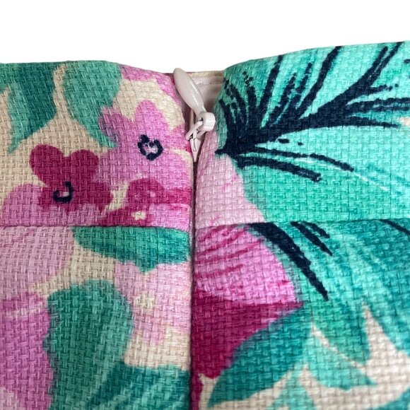 J. Crew Factory Basketweave Tropical Floral Pencil Skirt Sz 14 Cotton Summer - Picture 3 of 7